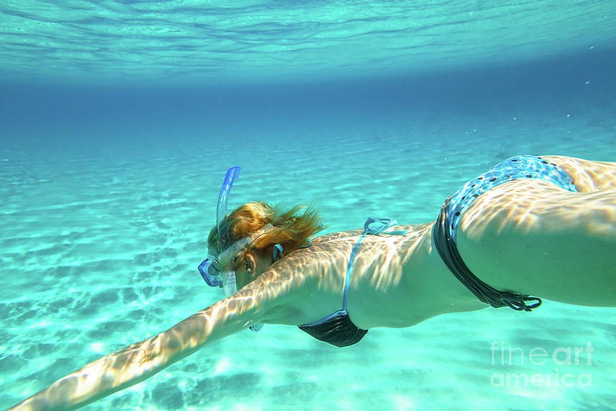 Female apnea bikini Photograph by Benny Marty