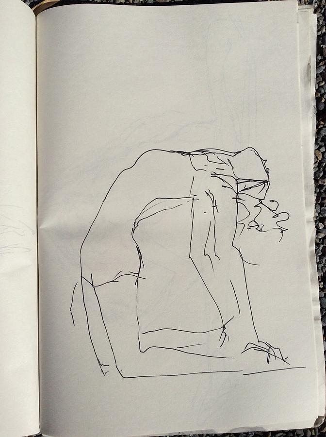 Female Drawing - Female Bending Backwards by Elizabeth Parashis