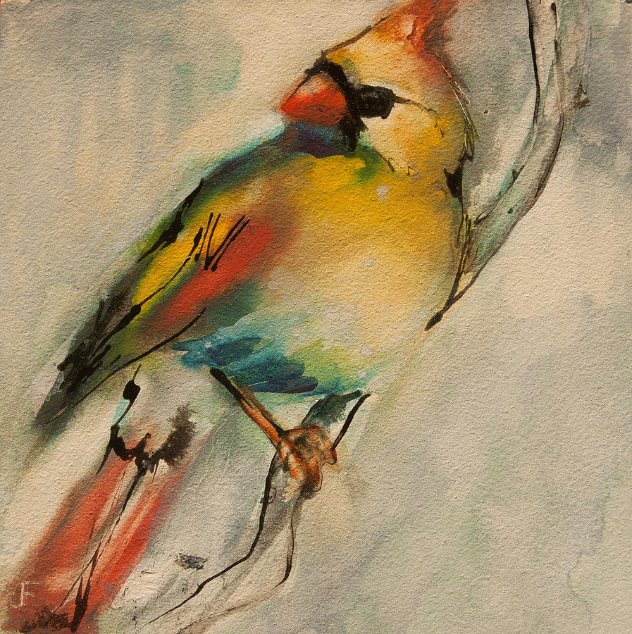 Female Cardinal 1 Painting by Jani Freimann