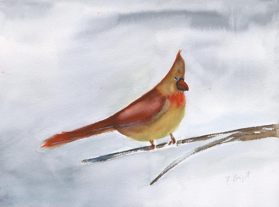Female Cardinal Painting by Frank Bright
