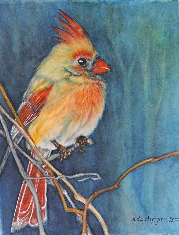 Female Cardinal Painting by Jodi Higgins