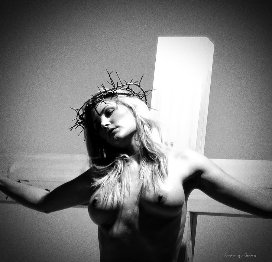 Portrait Photograph - Female Christ on Cross by Ramon Martinez