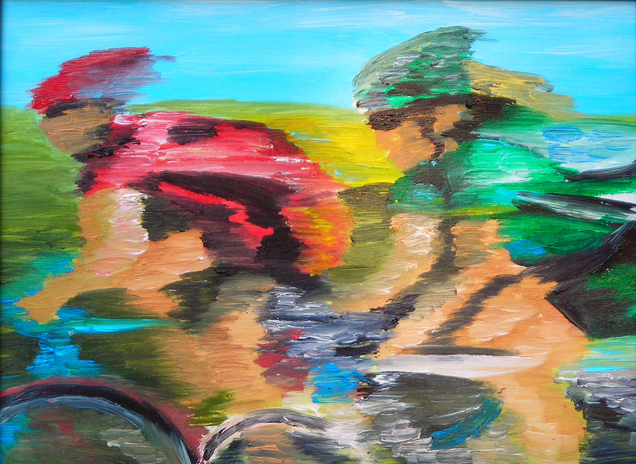 Cycling Painting - Female Cyclist by Michael Lee