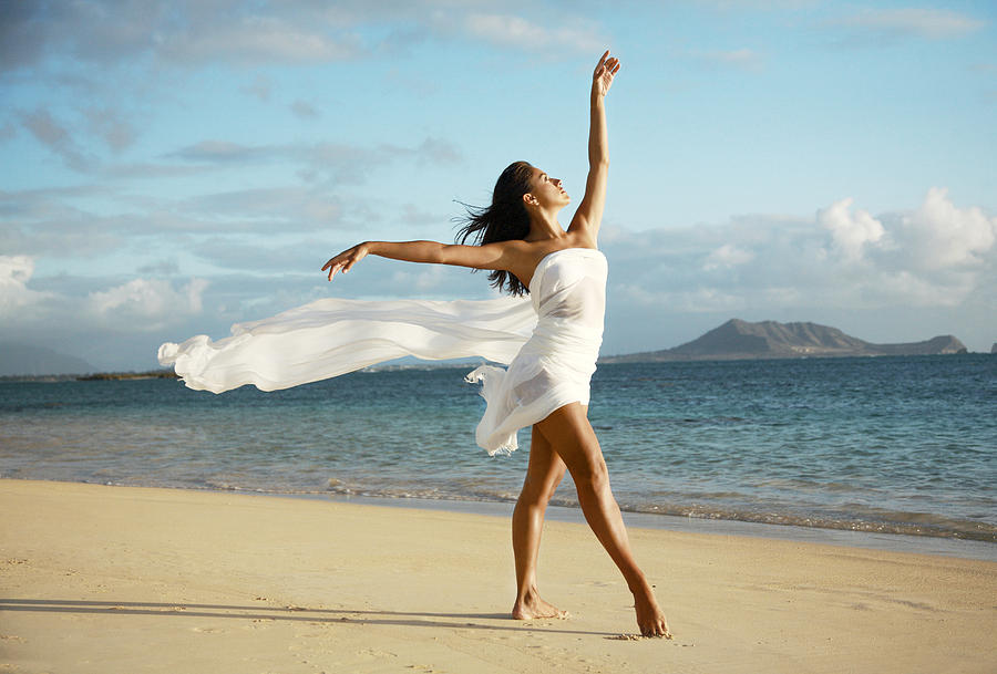 Beach Photograph - Female Dancer on Beach by Brandon Tabiolo - Printscapes