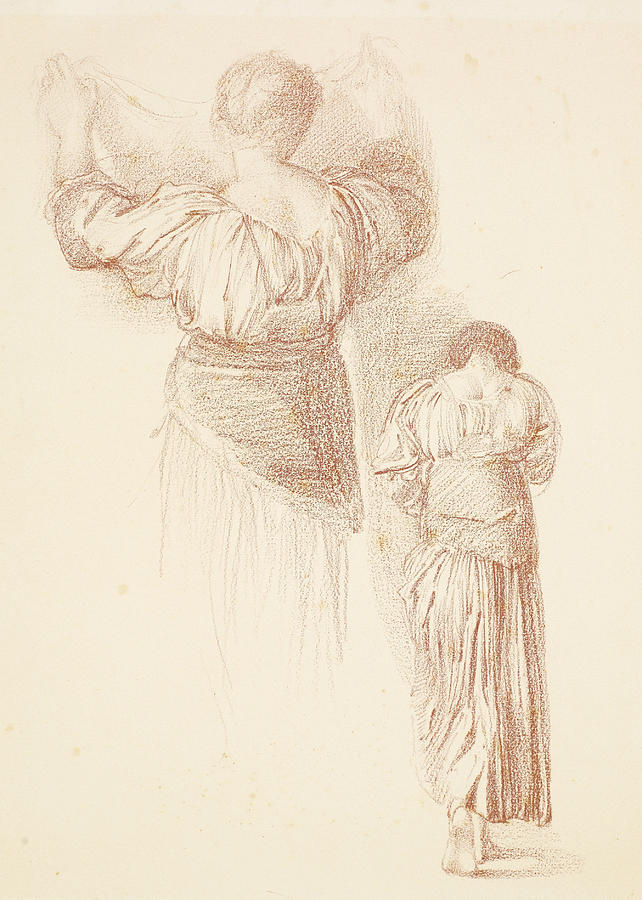 Female Drapery Studies Drawing by Edward Burne-Jones