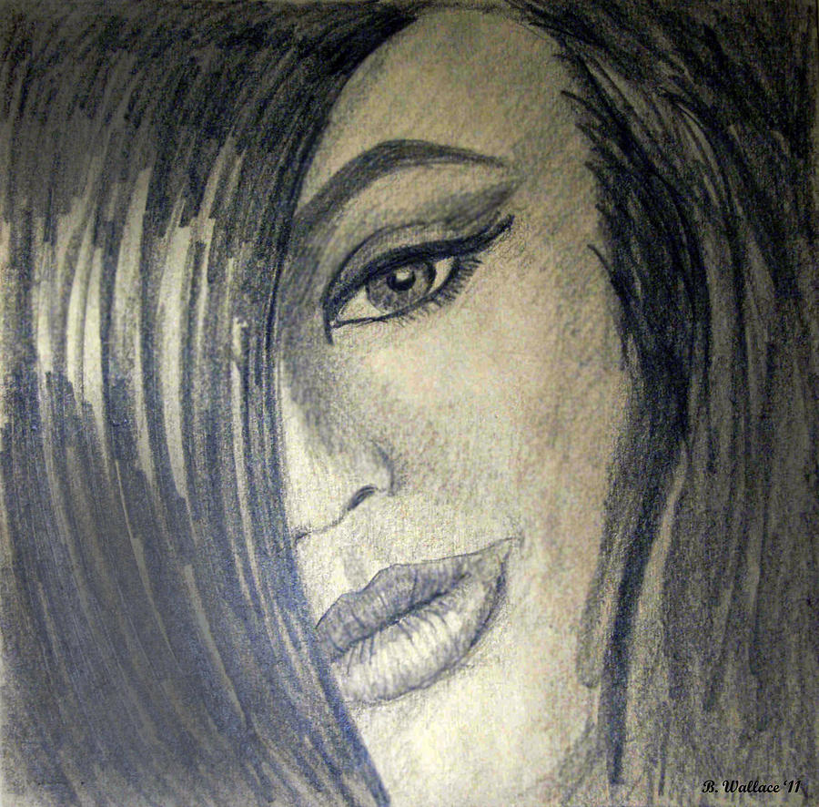 Female Face Drawing by Brian Wallace