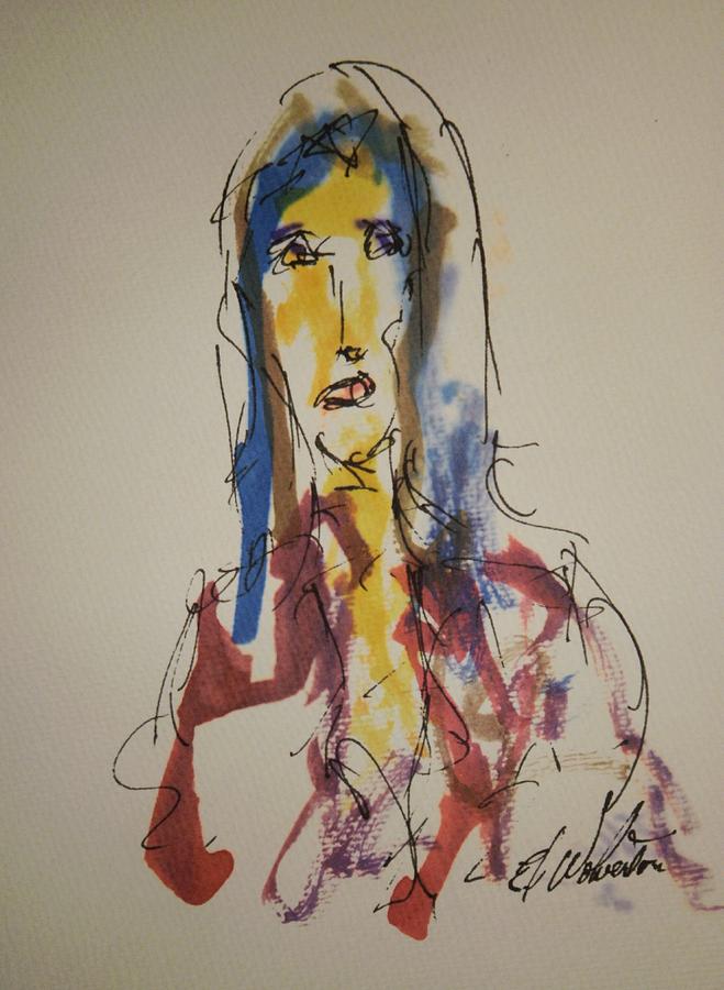 Female Face Study U Painting by Edward Wolverton