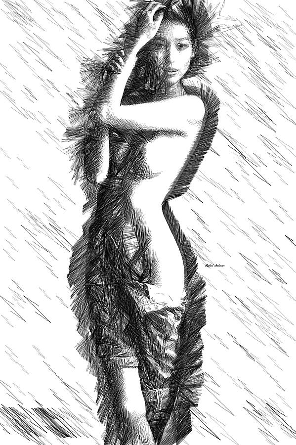 Female Figure sketch 1263 Digital Art by Rafael Salazar