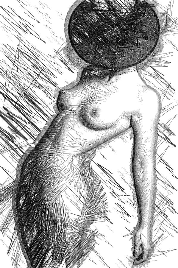 Female Figure sketch 1266 Digital Art by Rafael Salazar