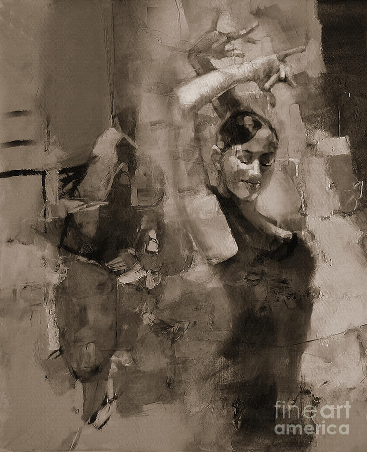 Female in Tango pose 1u Painting by Gull G
