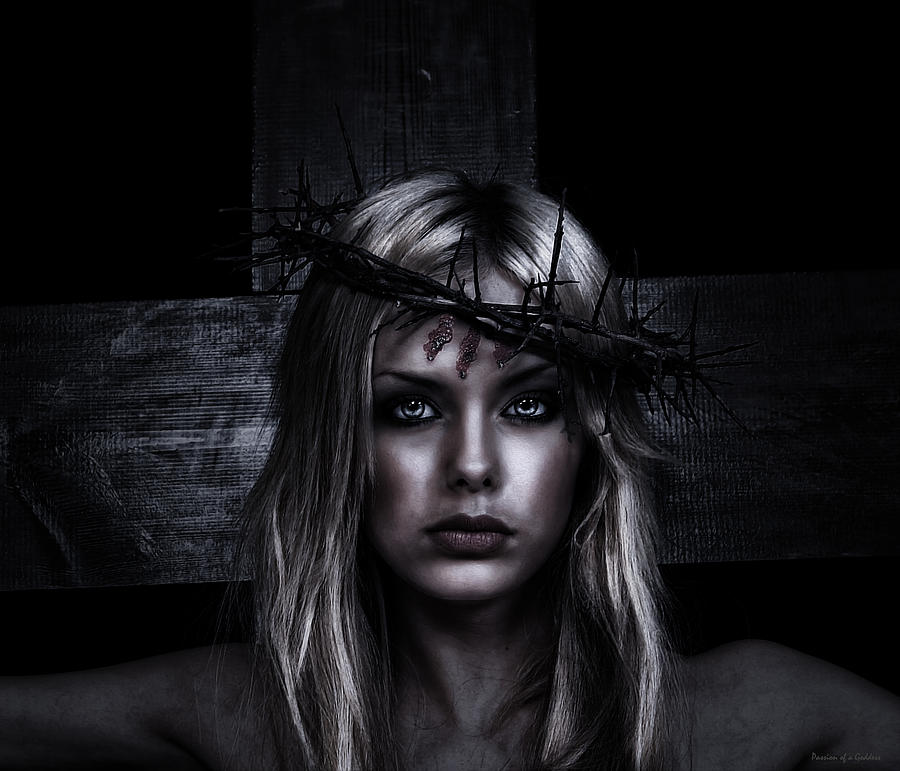 Portrait Photograph - Female Jesus Portrait in Dark Color by Ramon Martinez