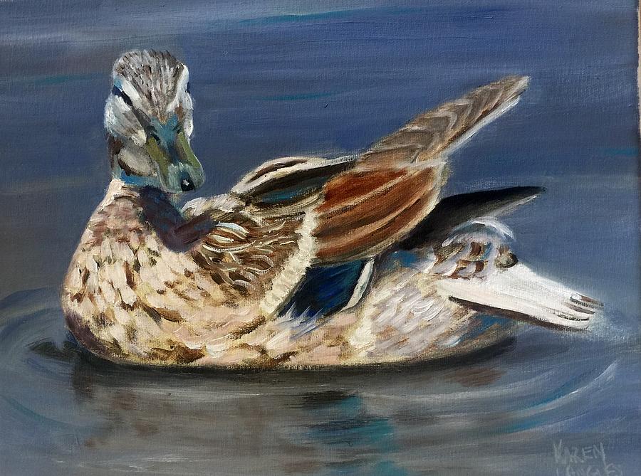 Duck Painting - Female mallard by Karen Langley