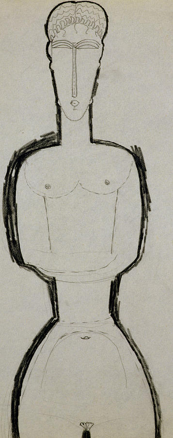 Female Nude Drawing by Amedeo Modigliani
