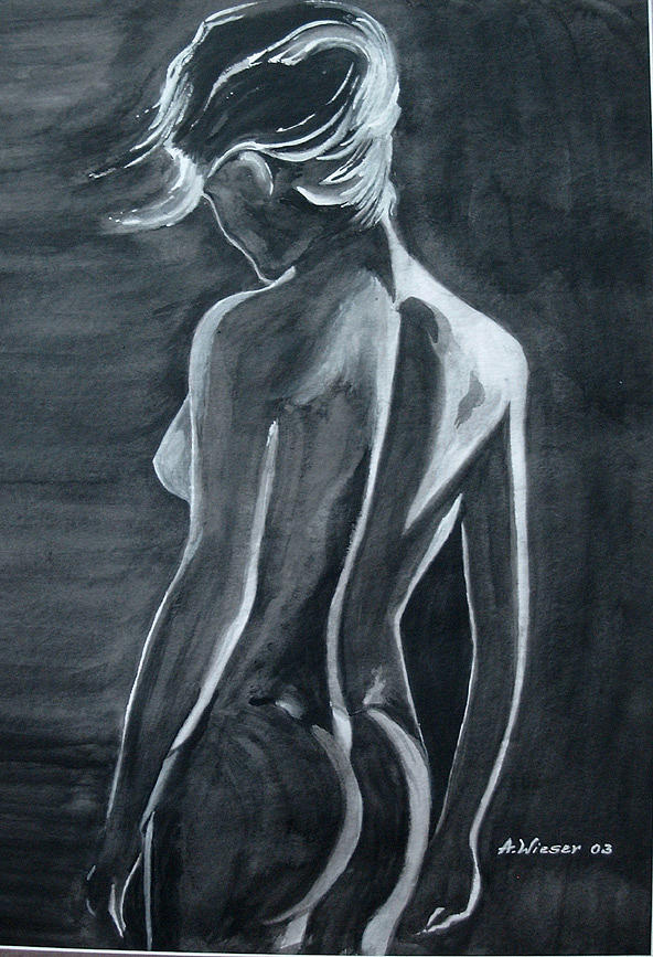 Female Nude Black And Grey Painting by Antje Wieser - Fine Art America