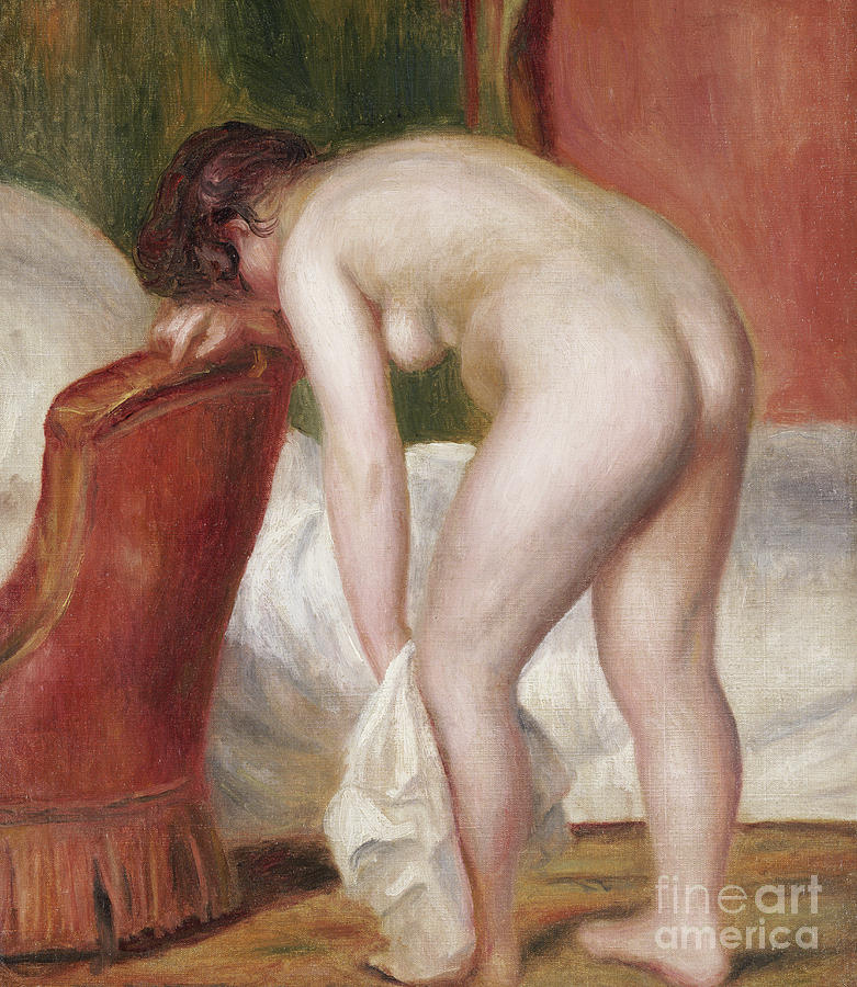 Female Nude Drying Herself Painting by Pierre Auguste Renoir