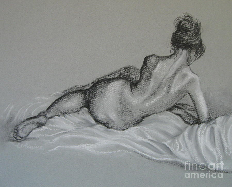 Female nude Drawing by Elena Oleniuc