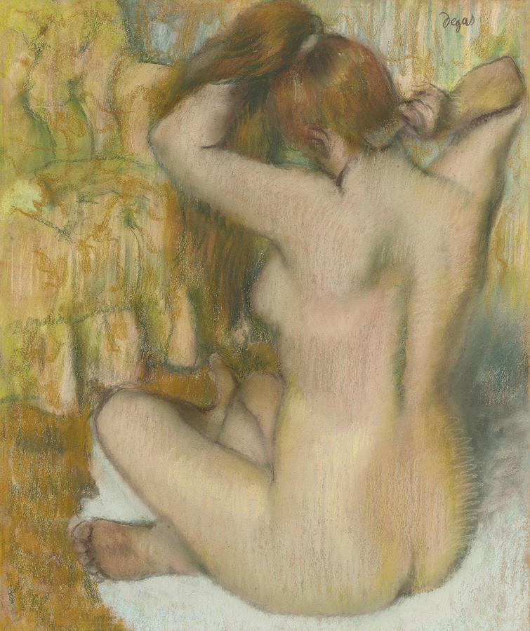 Female Nude from the Back Pastel by Edgar Degas