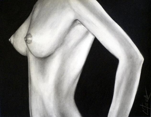 Nude Drawing - Female nude III by Carlos Alvarez