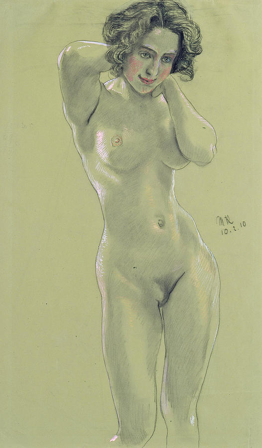 Max Klinger Drawing - Female Nude by Max Klinger