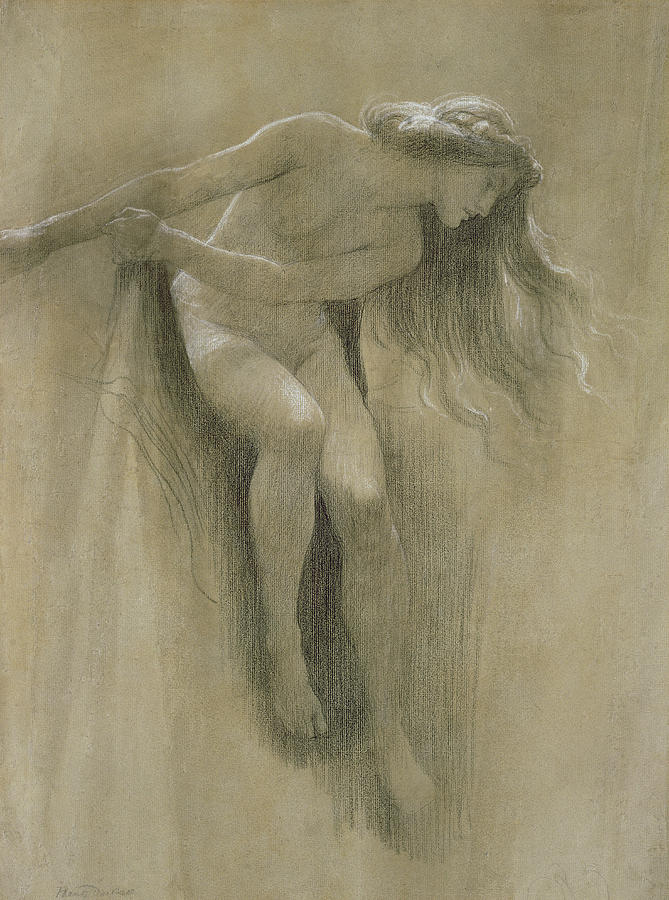 Nude Pastel - Female Nude Study  by John Robert Dicksee