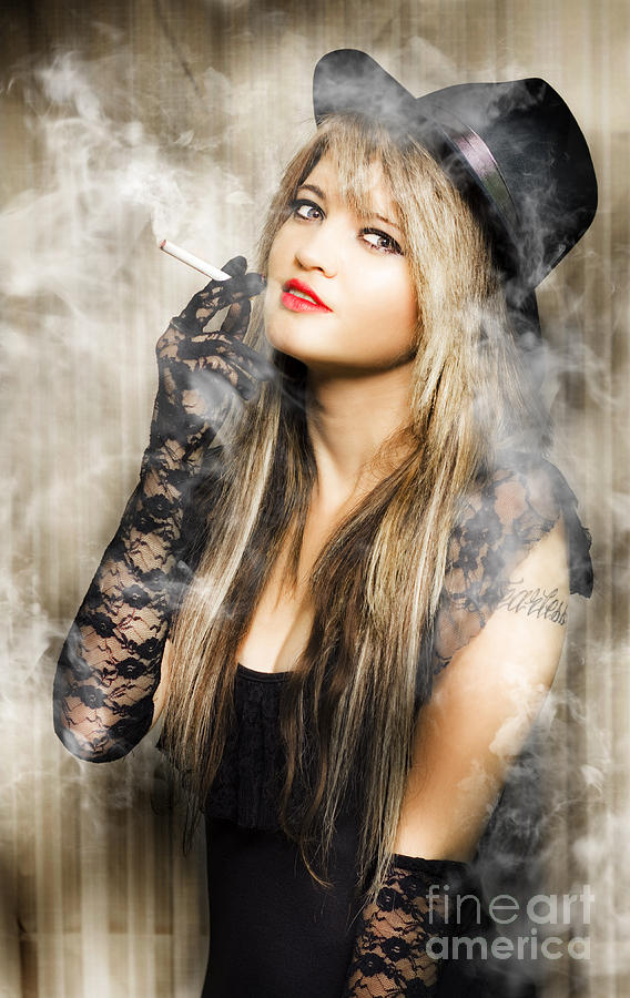 Female retro pinup model with smoke Photograph by Jorgo Photography