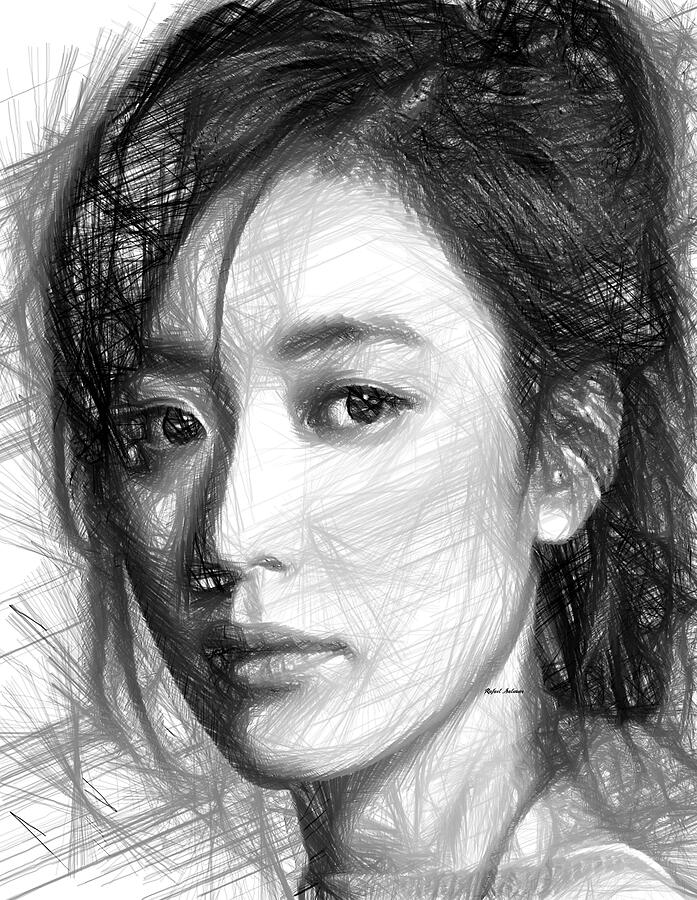 Female Sketch expression Digital Art by Rafael Salazar