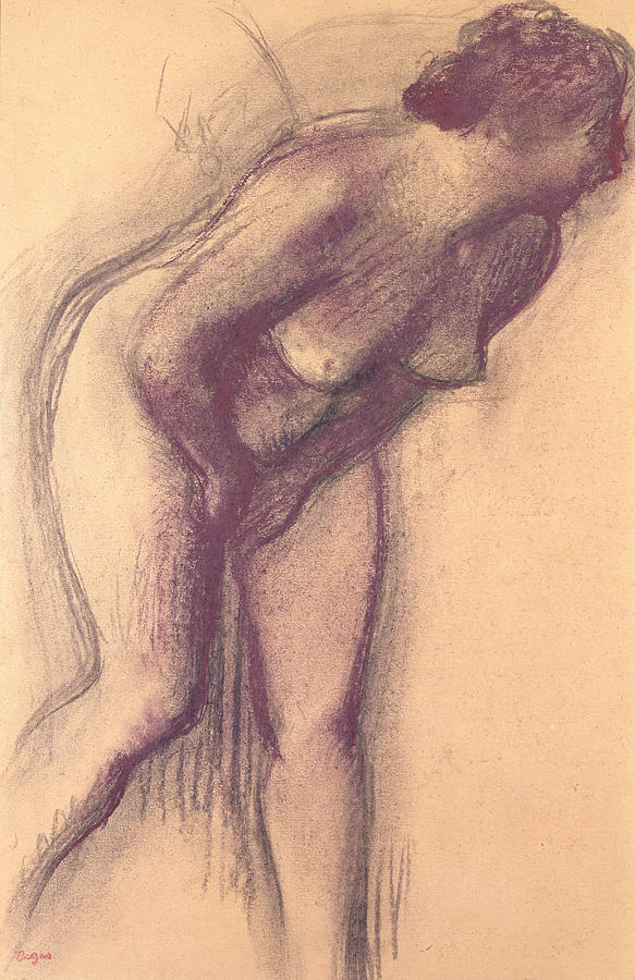 Edgar Degas Pastel - Female Standing Nude by Edgar Degas