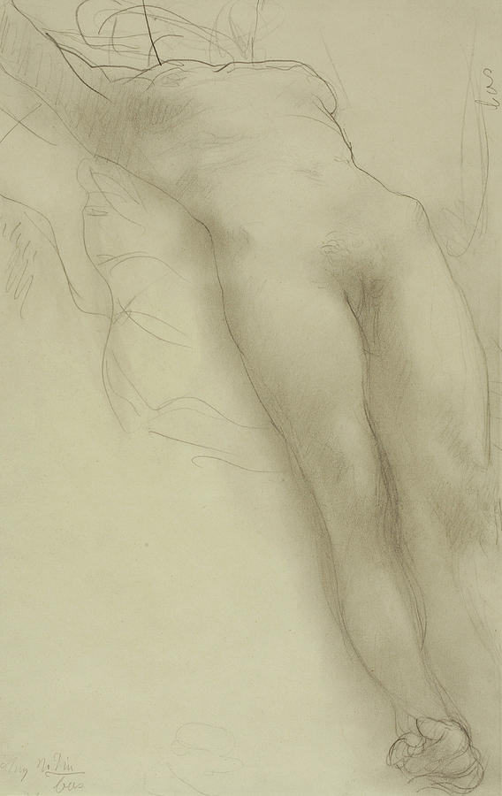 Auguste Rodin Drawing - Female Torso by Auguste Rodin