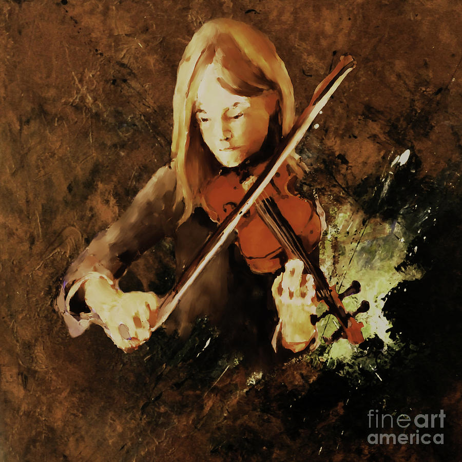 Female Violin Player 0054 Painting by Gull G
