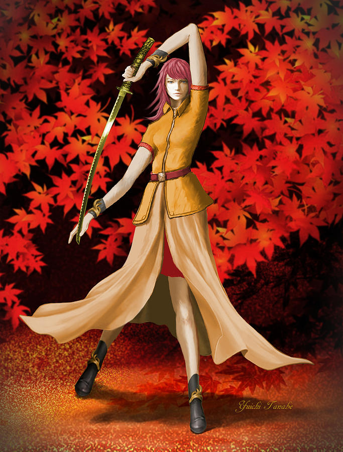 Female Warrior with Sword  Digital Art by Yuichi Tanabe