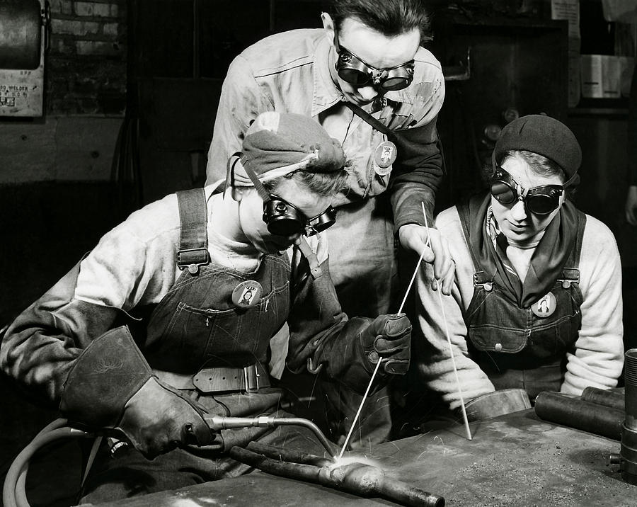 Female Welders - WW2 Homefront - 1943 Photograph by War Is Hell Store