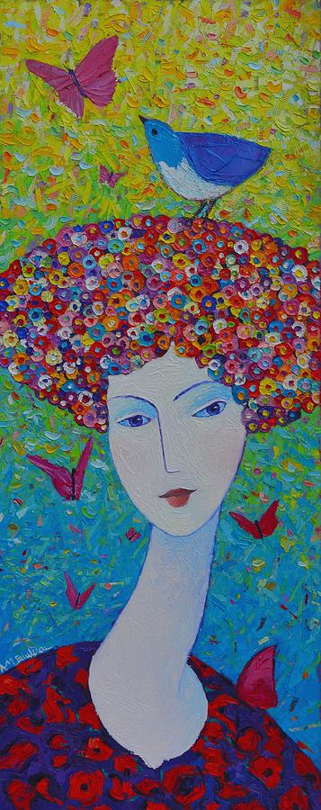 FEMININITY SPRING PORTRAIT contemporary abstract impressionism knife oil painting ANA MARIA EDULESCU Painting by Ana Maria Edulescu