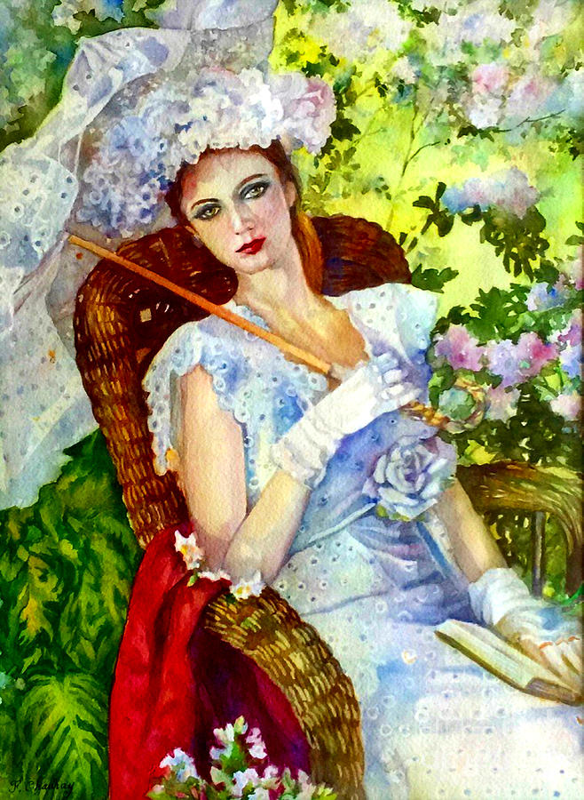 Femme avec ombrelle Painting by Francoise Chauray
