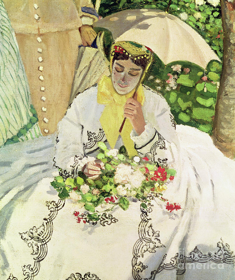 Femmes au jardin Detail Painting by Claude Monet