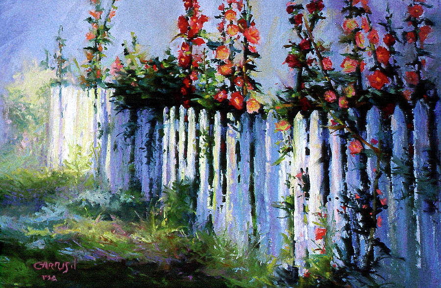 Landscape Painting - Fence and Flowers by David Garrison