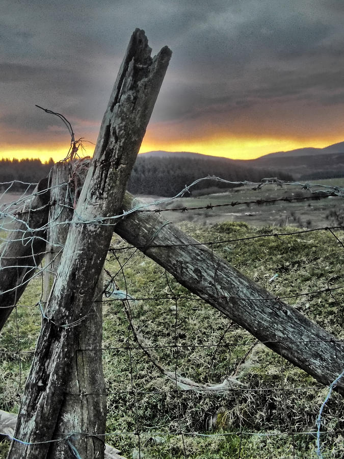 Fence At Sunset Photograph by Brainwave Pictures - Fine Art America