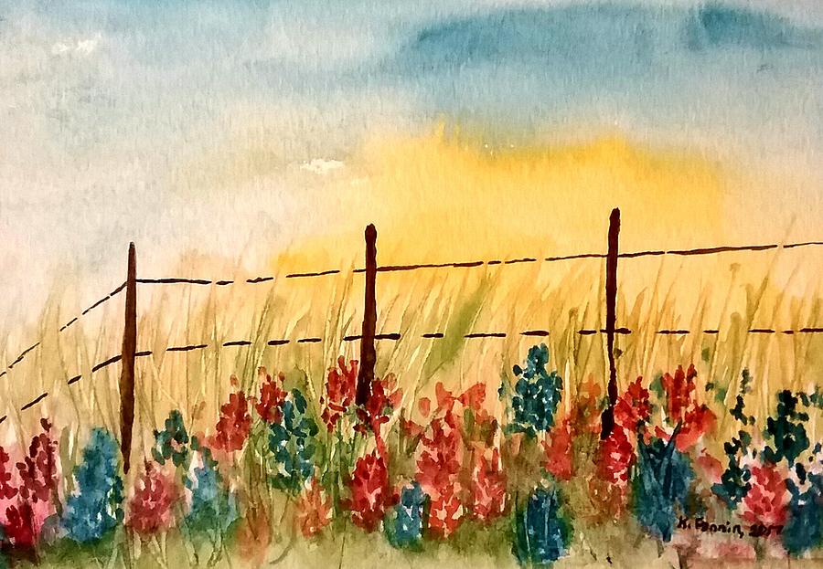 Fence Line Painting by B Kathleen Fannin