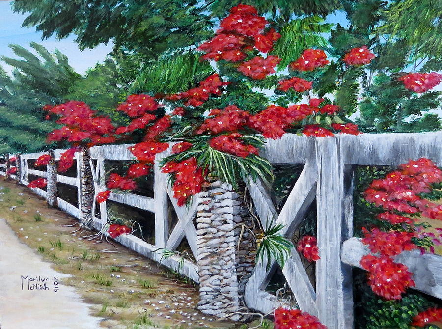 Fence Line Painting by Marilyn McNish