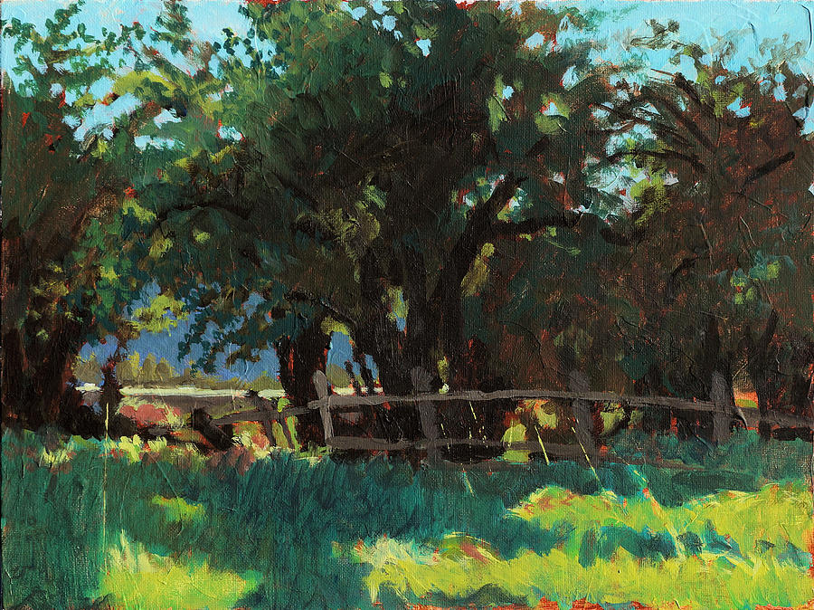 Fence Line Painting by Robert Bissett