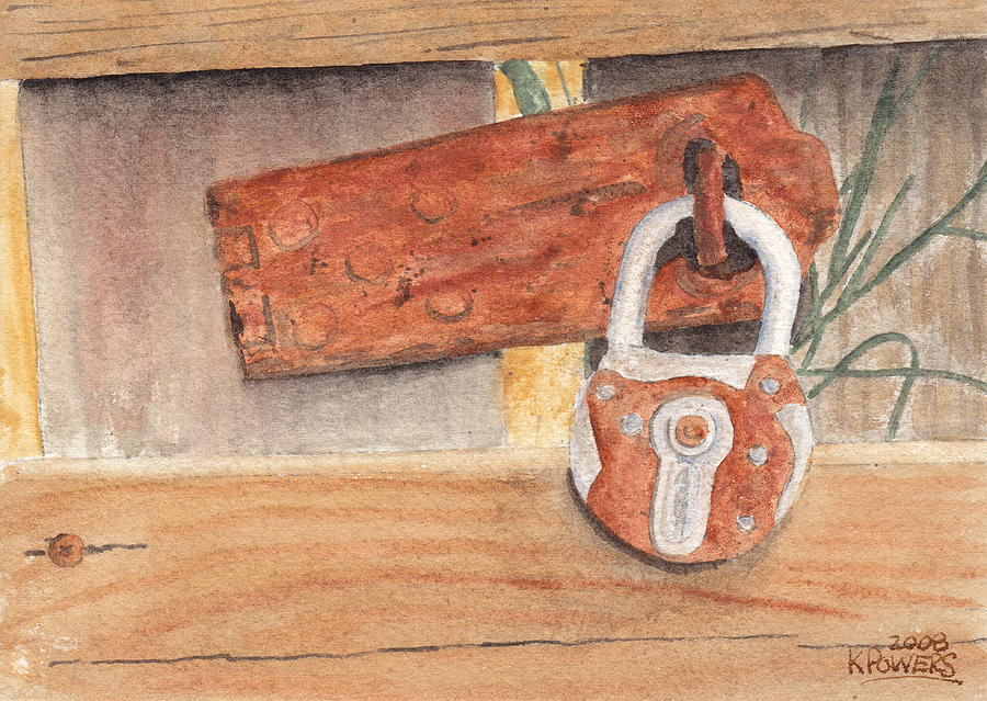 Fence Lock Painting by Ken Powers