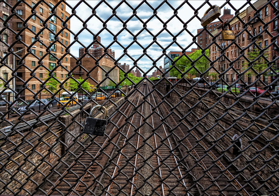 Fence Locks Train Tracks Photograph by Robert Ullmann