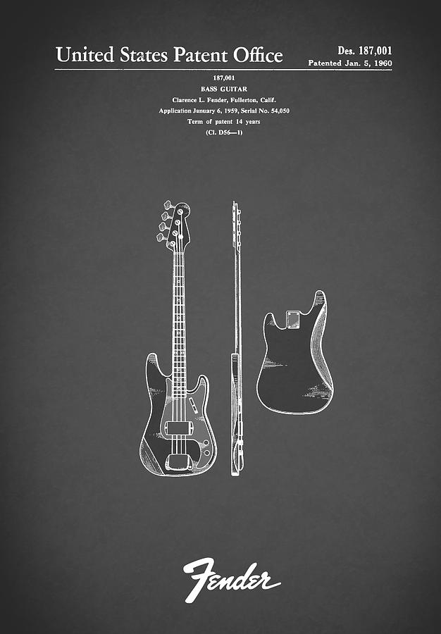 Guitar Photograph - Fender Bass Guitar 1960 by Mark Rogan