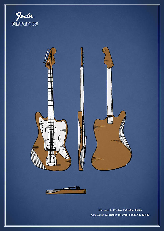 Guitar Photograph - Fender Guitar Patent 1959 by Mark Rogan