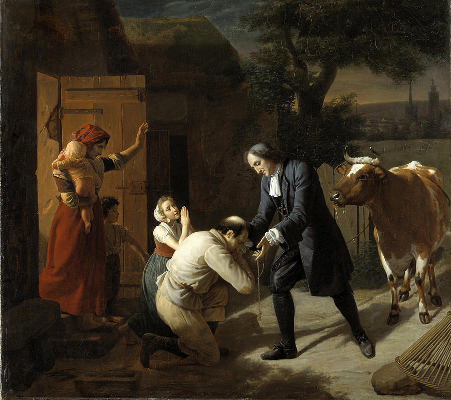 Fenelon returns a Stolen Cow to a Peasant Painting by Louis Hersent