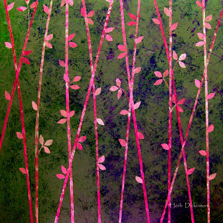 Feng Shui Cane Hot Pink Painting by Herb Dickinson