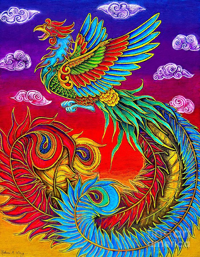 Fenghuang Chinese Phoenix Pastel by Rebecca Wang