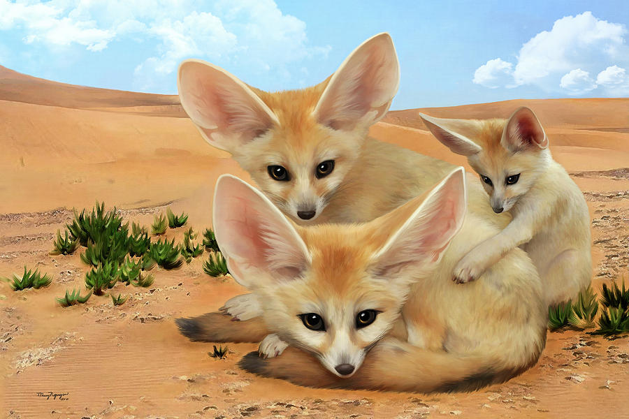 Fennec Foxes Digital Art by Thanh Thuy Nguyen