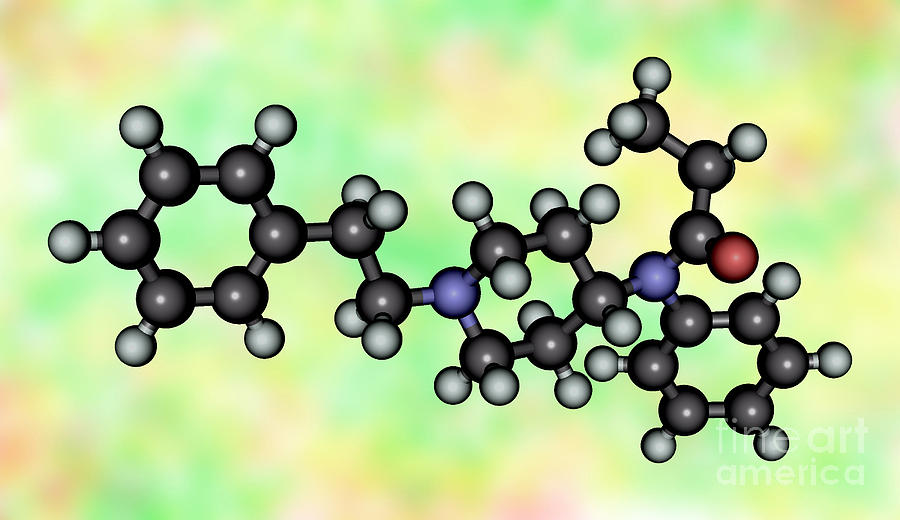 Fentanyl, Molecular Model Photograph by Scimat