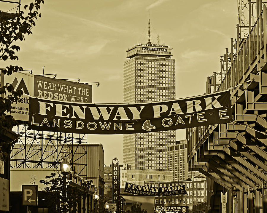 Fenway Park Banners Boston MA Sepia Photograph by Toby McGuire