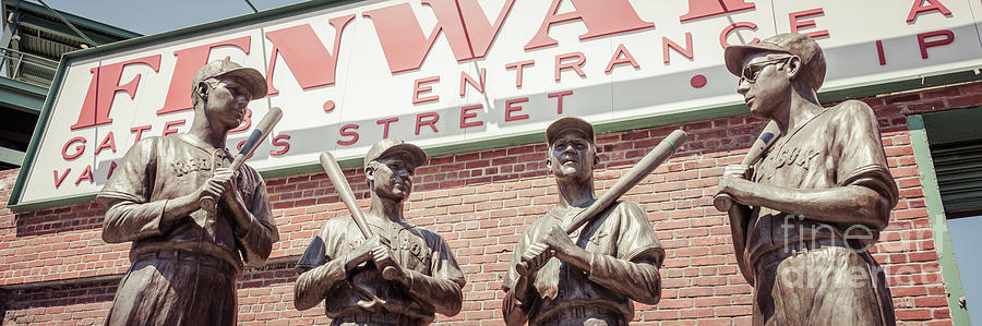 Fenway Park Bronze Statues Panorama Photo Photograph by Paul Velgos